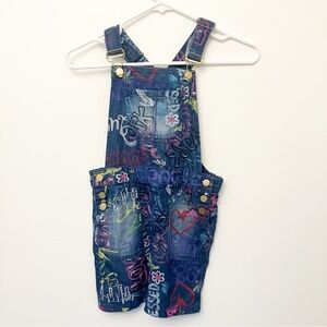 Kids Denim Overalls with Colorful Graffiti 6y